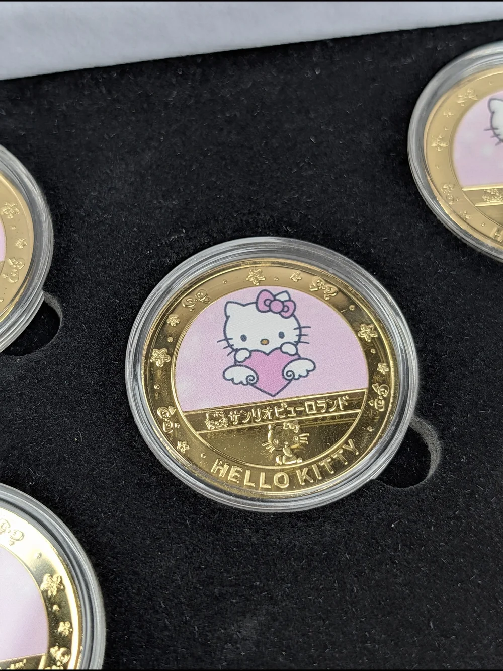 5pc HELLO KITTY 3D Coin Collection SET in Black Coin Collection Gift Box, SANRIO